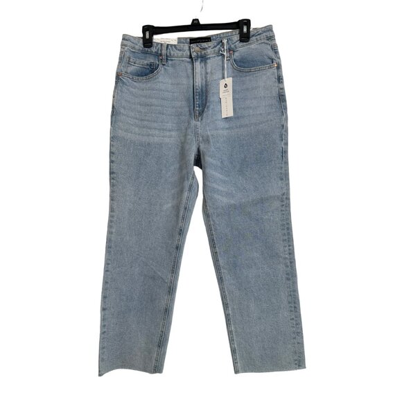 Santuary Good Vibes Size 32 High Rise Jeans Straight Light Wash Demin Raw Hem NW - Picture 11 of 16